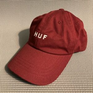 NEW! HUF SET OG CURVED VISOR 6-PANEL HAT Maroon clasp back